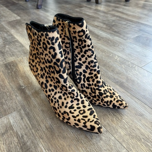 NWOT! STEVEN by Steve Madden LEILA-L Pointy Toe Leopard Boots - Real Fur - Picture 10 of 13